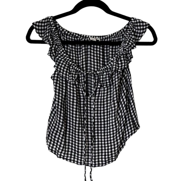 Billabong Peaches Kiss Gingham Off Shoulders Crop Top - Picture 3 of 12